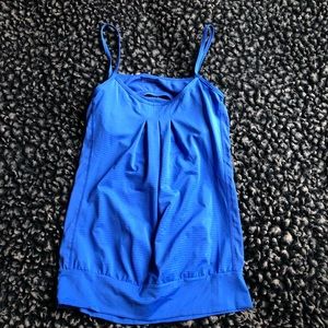 Zella blue athletic open back tank top small